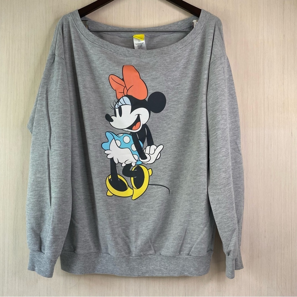 Disney Sweatshirt Colorful Flirty Minnie Mouse Off The Shoulder Junior 15/17